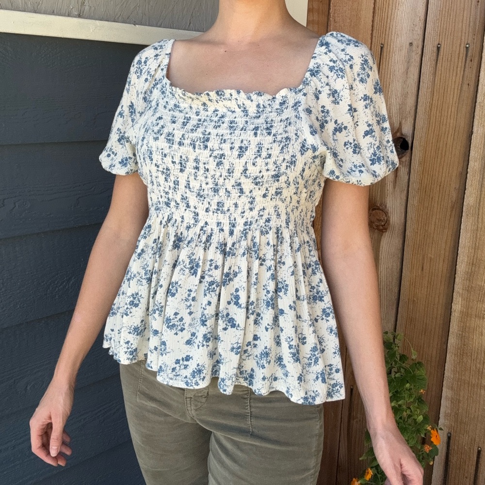 Blue Floral CottageCore Top